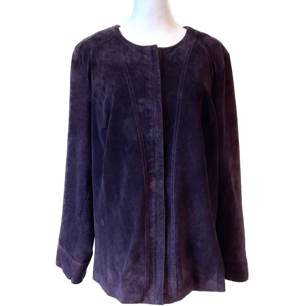 Alfani Purple Suede Leather Jacket, Size 2X